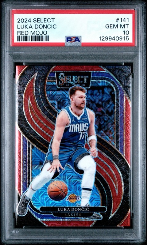 2024 Panini Select Luka Doncic Premier Level #141 Red Mojo /20 PSA 10