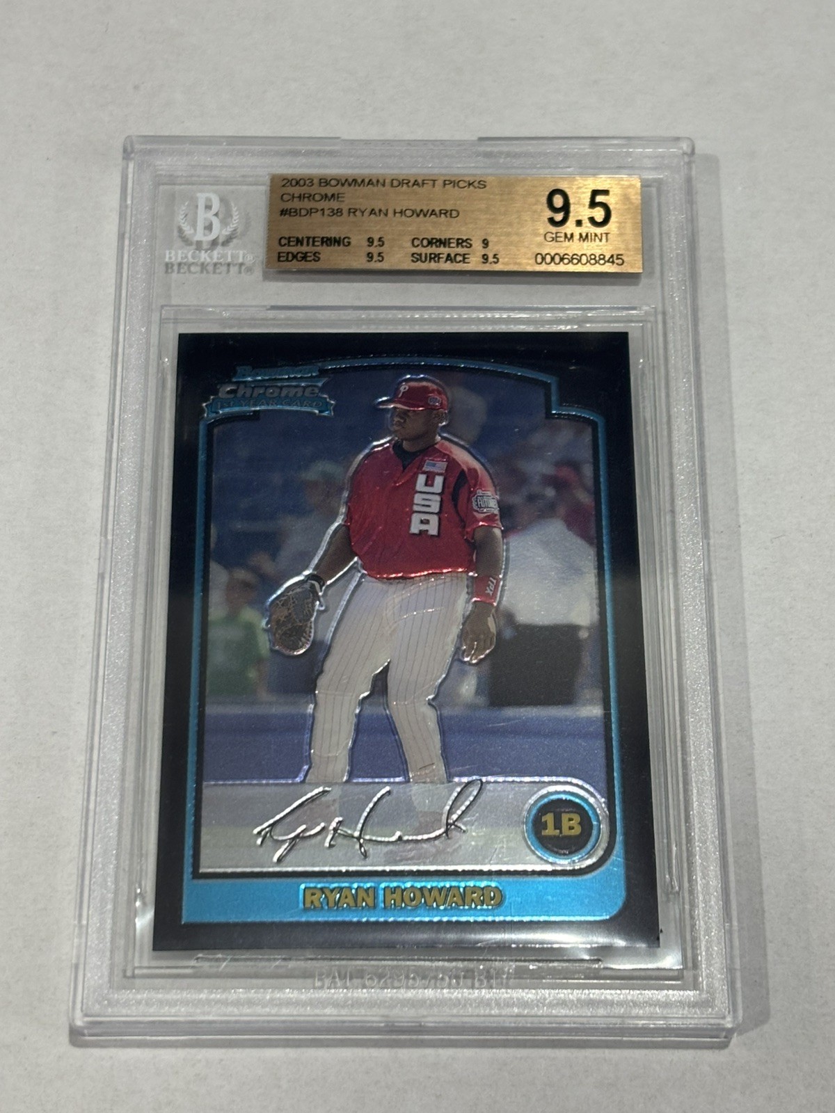 2003 Bowman Draft RYAN HOWARD 1st Bowman BGS 9.5