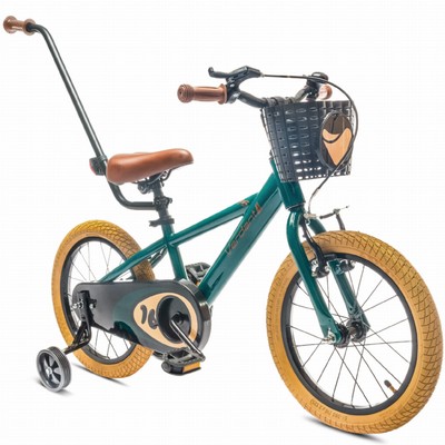 Kinderfahrrad Jungen Fahrrad Stützräder Schubstange 16 Zoll Verdant Rowan grün