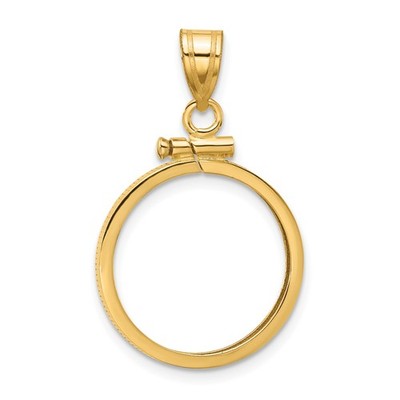 10¢ Roosevelt Dime Coin Bezel 17.8mm Screw Top Reeded 14k Yellow Gold