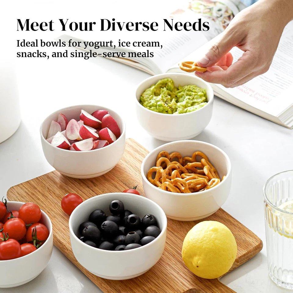 Набор из 6 керамических десертных чаш для мороженого 10 унций — фарфоровые маленькие бо - Изображение 4 из 4