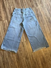 Vintage 90s Original Kikwear Light Blue Denim Wide Leg Hidden Pocket Size 36