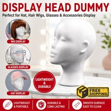 Polystyrene Foam Head Dummy Mannequin Female Model For Hat, Hair Wigs Display