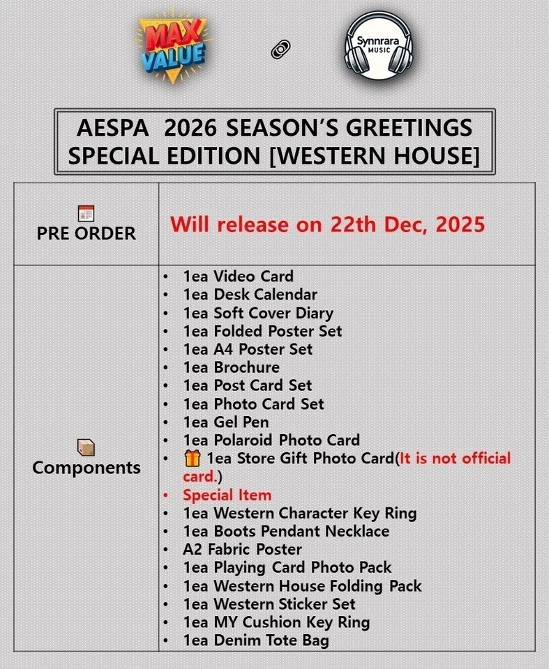 AESPA 2026 SEASON’S GREETINGS SPECIAL EDITION [WESTERN HOUSE] / FULL SET+POB - Image 2 of 4