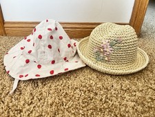 H M Baby Sun Hat Bundle Strawberry Bucket  Floral Straw Hat 2-6 Months