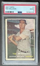 1957 Topps Baseball Card TED WILLIAMS #1 Boston Red Sox PSA 2 HOF USMC