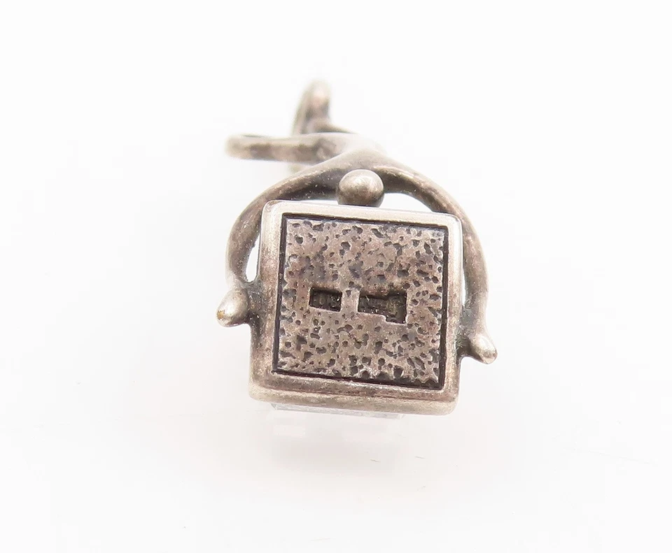 Colgante de plata de ley 925 vintage FINLANDIA modernista cubo de cristal encanto PT25257 Foto 4 de 4