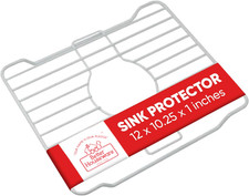 Small White Sink Protector for Kitchen Sink, Metal Grid Mat Fits Compact Single-