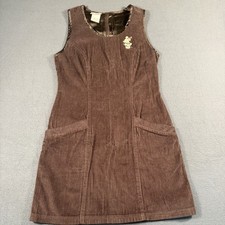 Vtg Disney XS Brown Minnie Mouse Corduroy Overall Dress