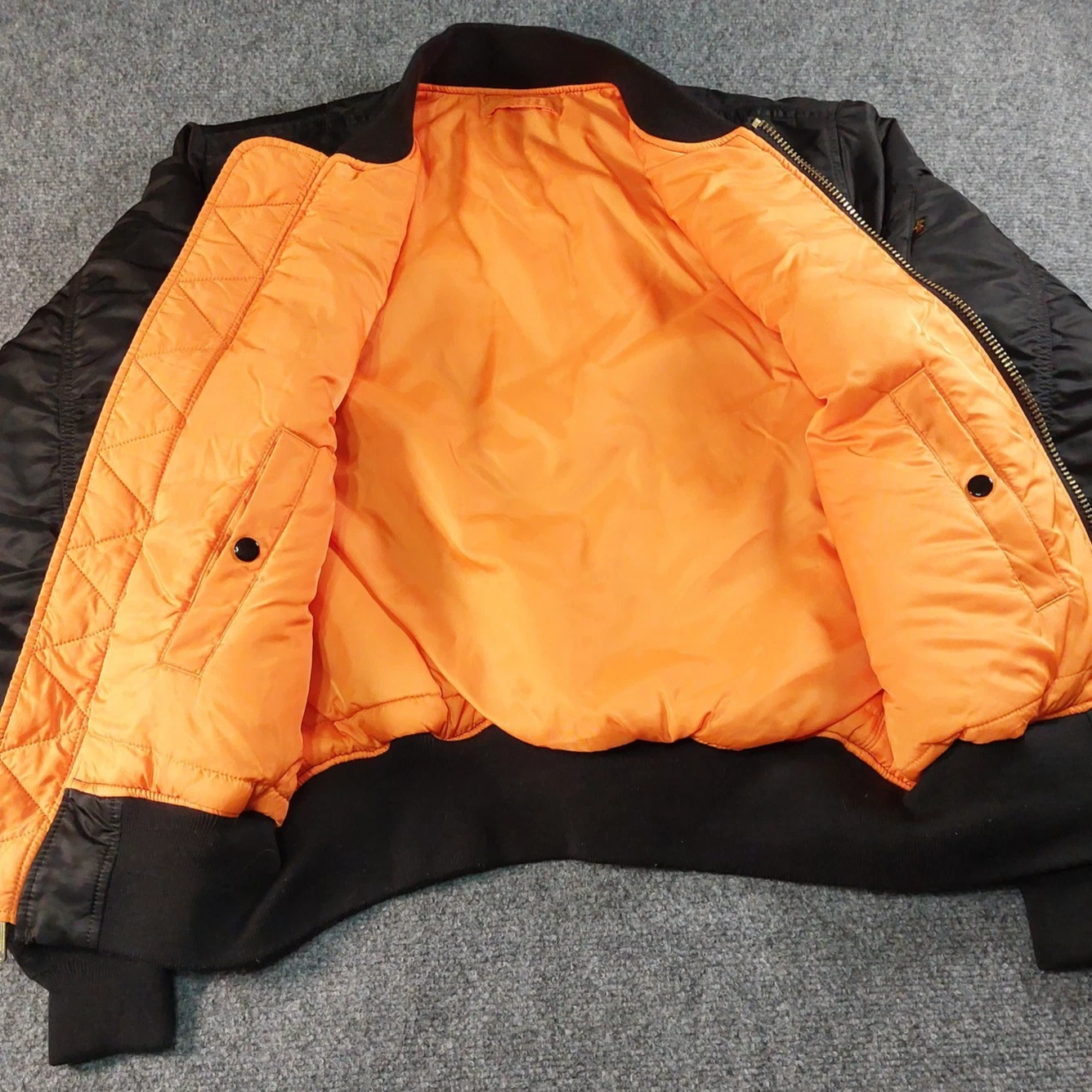 Vintage Y2K Alpha Industries MA-1 Bomber Jacket Mens Medium Black Reversible image 6