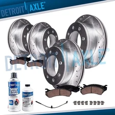 Front Rear Drilled Brake Rotors Pads for 2020-2024 Silverado Sierra 2500 3500 HD