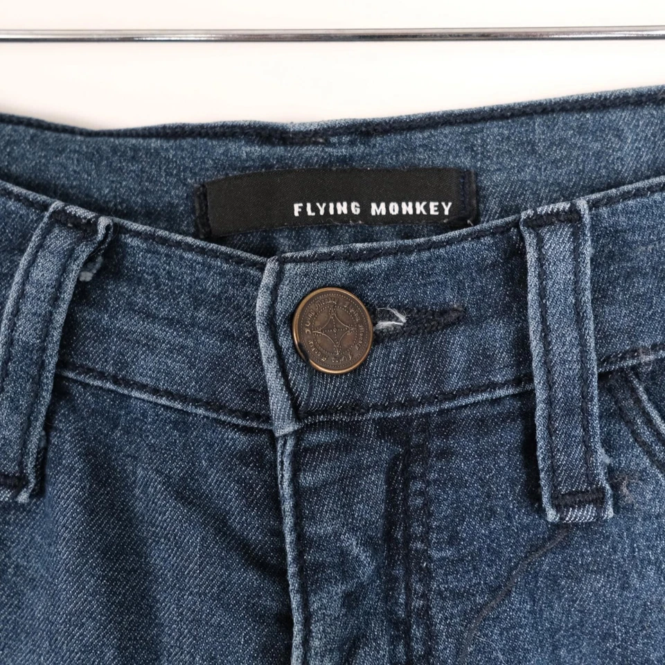 Pantalones de mezclilla ajustados para mujer Flying Monkey talla 0 azules hechos en EE. UU. Foto 4 de 4