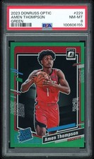 Amen Thompson 2023-24 Panini Donruss Optic #229 Green Prizm Rookie /5 PSA 8
