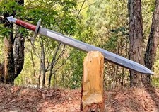 34" Long Medieval Viking Sword Handmade Carbon Steel Blade Hunting Camping