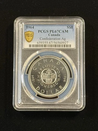 1964 $1 Canadian Confederation Silver Coin PCGS PL67CAM Item #576