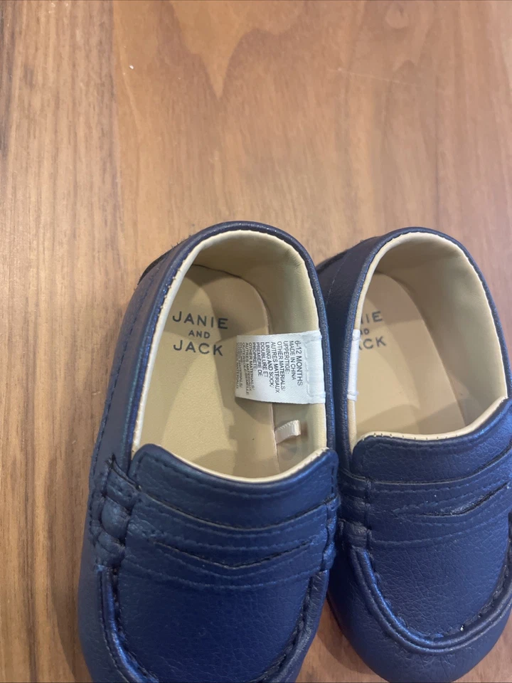 Janie and Jack 海军蓝便士乐福鞋 婴儿礼服 婴儿鞋 男孩 6-12 个月 — 第 2/4 张图片