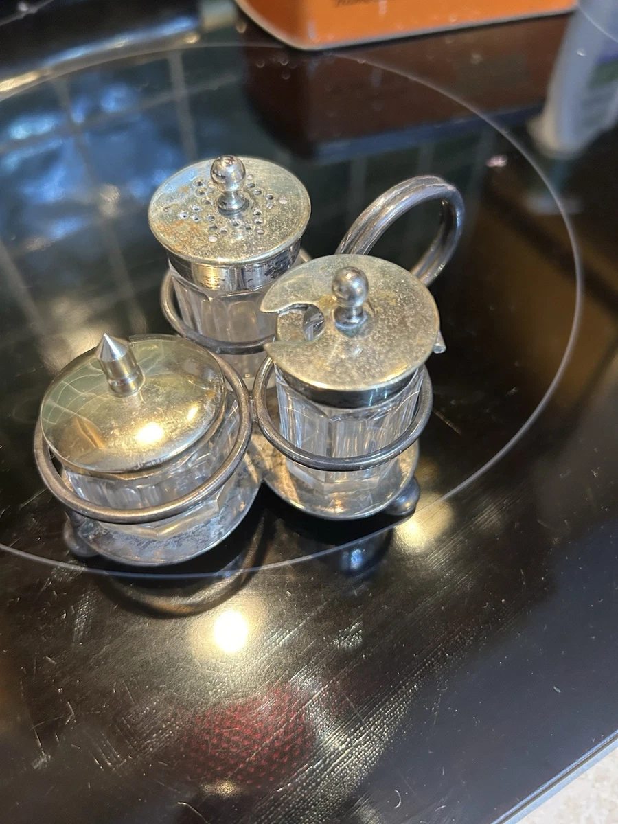 Mappin & Webb Antique Silver Plate Salt & Pepper Cellars & Shakers