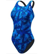 TYR GIRLS  VESUVIUS MAXFIT SWIMSUIT, BLUE, SIZE 24