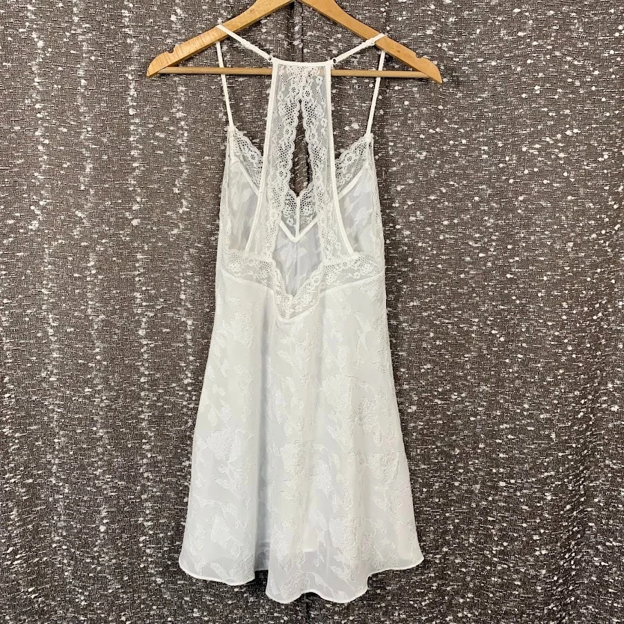 In Bloom by Jonquil White Floral Lace Trim Slip Dress Chemise Women's Large - Image 4 of 4