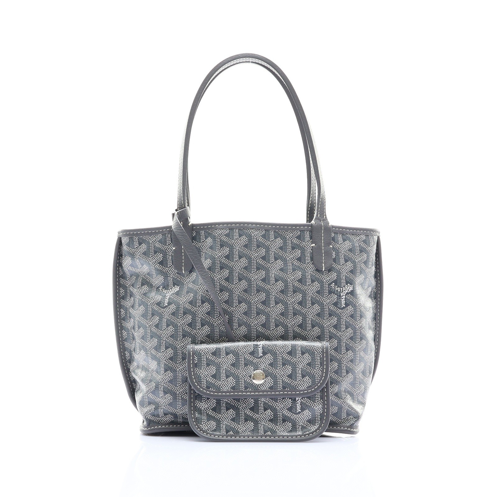 GOYARD Anjou Mini Tote Shoulder Bag Grey Goyardine Canvas