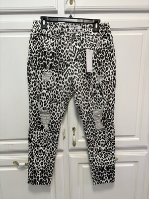 Crazy Train Animal Print Distressed Jeans NWT Size 7/28