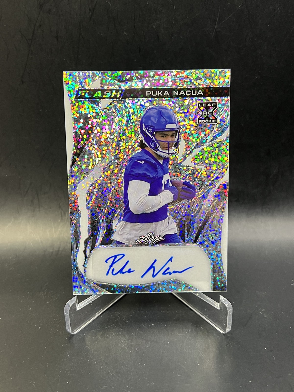 Puka Nacua Leaf Eclectic Flash Autographs #FAPN1 Silver Metalized Sparkles