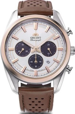 Orient  Men's Contemporary Chronograph White Dial Watch - RA-TX0306S10B NEW