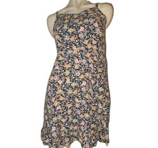 Old Navy Linen Blend Floral Halter Dress Sm Stretchy Beachy Island Coastal Y2K 