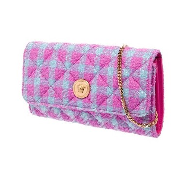 NWT Versace La Medusa Boucle Quilted Tweed Clutch Wallet on Chain Shoulder Bag