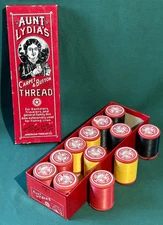 Aunt Lydia's Carpet Button Thread Box FULL! Unused New Old Stock 1930's Vtg USA