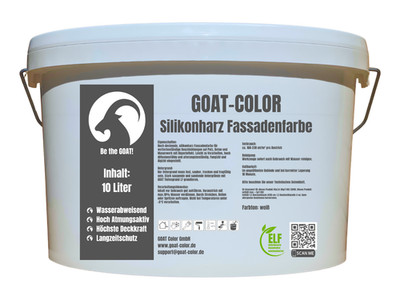 GOAT Silikonharz Fassadenfarbe | Reine Silikonharzfarbe | aktiv gegen Grünbelag