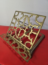 Large Brass Folding Book Stand Art Easel Vintage Ornate Victorian Adjustable