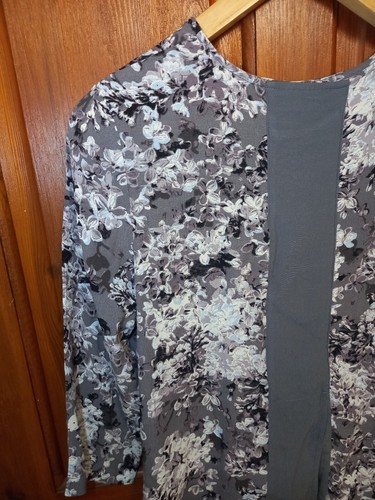 Joules Leah Grey Multicolour Shading Floral 3/4 Sleeve Blouse Top | Size UK 10 - Picture 11 of 17