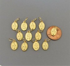 Lot 12 TINY Miraculous Medal Charm for Rosary Bracelet Italy M111G finish GOLD