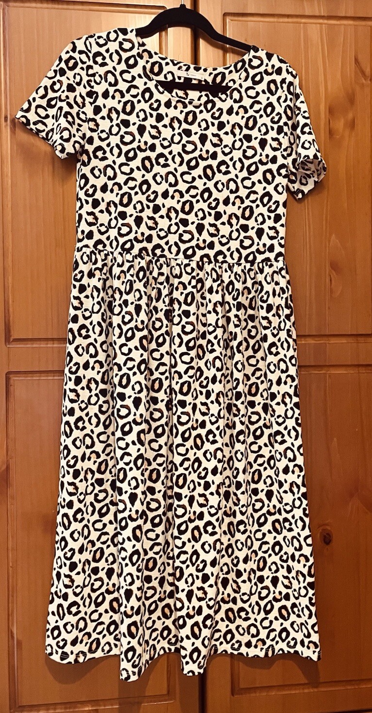 Stylish TU Animal Print Popover Midi Dress UK10 L45 Easy Wear Design