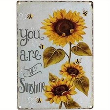 2D Flat - 2D flat Decorative Signs  Plaques, Rustic Sunflower  Bee Metal Wall