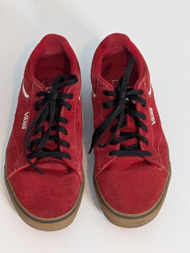 Vans Off The Wall Low Red White Suede Skateboarding Shoes - Size 9.5 - Picture 2 of 6