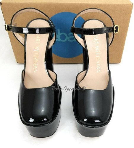 STUART WEITZMAN SkyHigh 145 Patent Ankle-Strap Platform Pumps Black US 6 - Picture 8 of 15