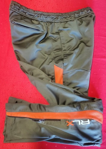 Ralph Lauren RLX pants s small gym track olive green orange zipper legs pockets