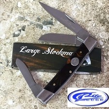 Large 4" Stockman 3 Blade Folding Pocket Knife Black Pearl Handles - 71-BK