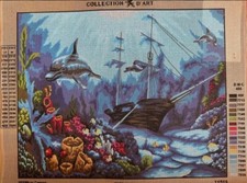 Printed needlepoint canvas Only 50x60 Cm Collection D Art Under The Sea