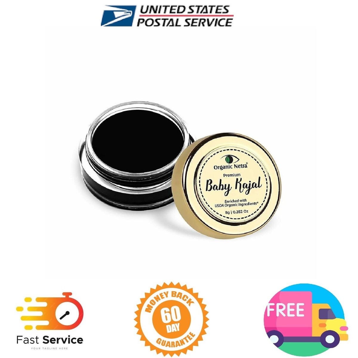 Organic Netra Baby Kajal – Wasserfest, Smudgeproof, Mit Natürlichen Ölen, 0,2 Oz (ca. 5,7 G)