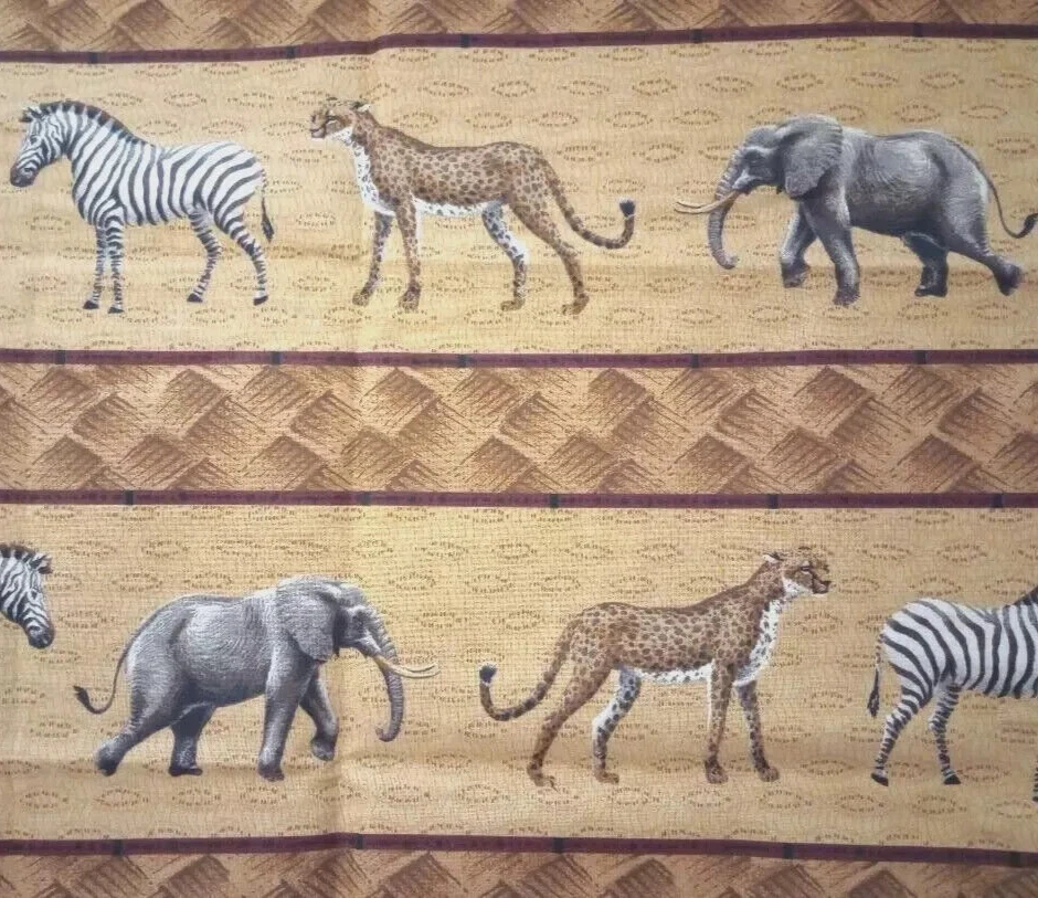 jungle animals zebra fun fabric length  elephant piece 25 x 10.5 inch - Image 2 of 2