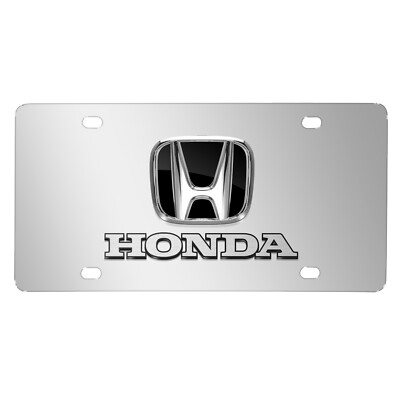 #ad #ad Honda 3D Black Metal H Logo Dual Chrome Stainless Steel License Plate $55.99