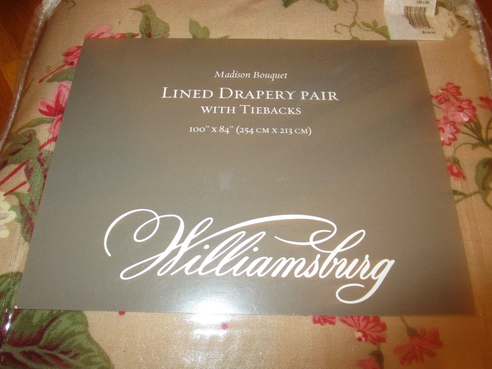 Новый нераспакованный Williamsburg пара MADISON BOUQUET английская роза драпировки занавески 100 x 84 - Изображение 2 из 4