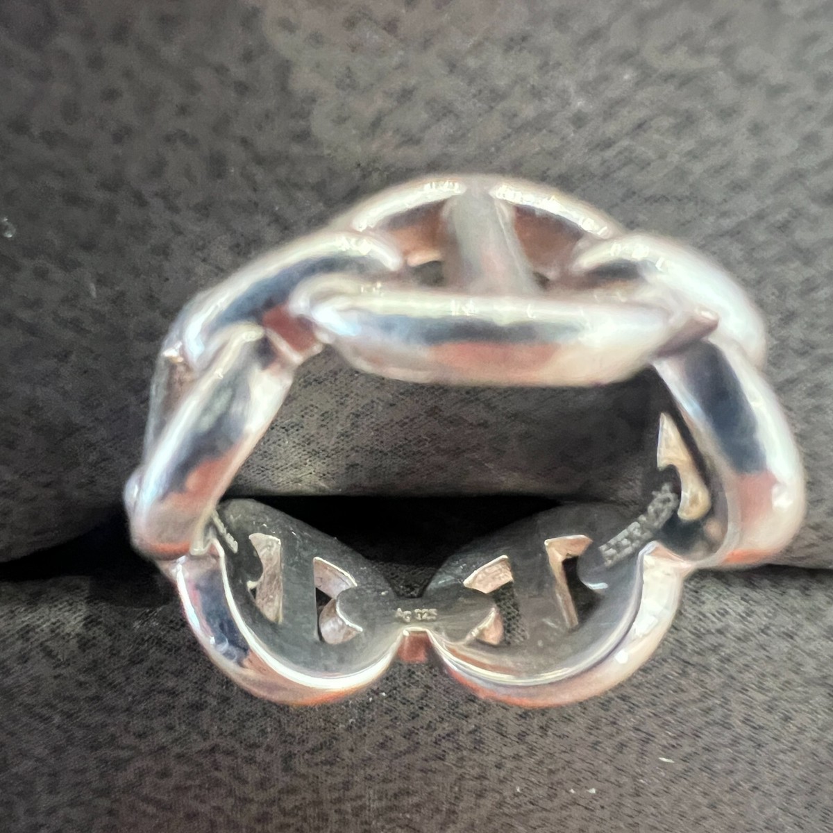 Hermes Small Chaine D'Ancre Enchainee Ring Sterling Silver