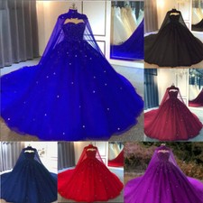 Beaded Quinceanera Dresses With Cape For Sweet 15 16 Party Prom Puffy Ball Gowns
