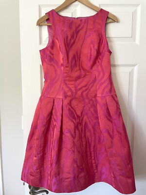 Rickie Freeman Teri Jon Dress 6 Hot Pink Flare 