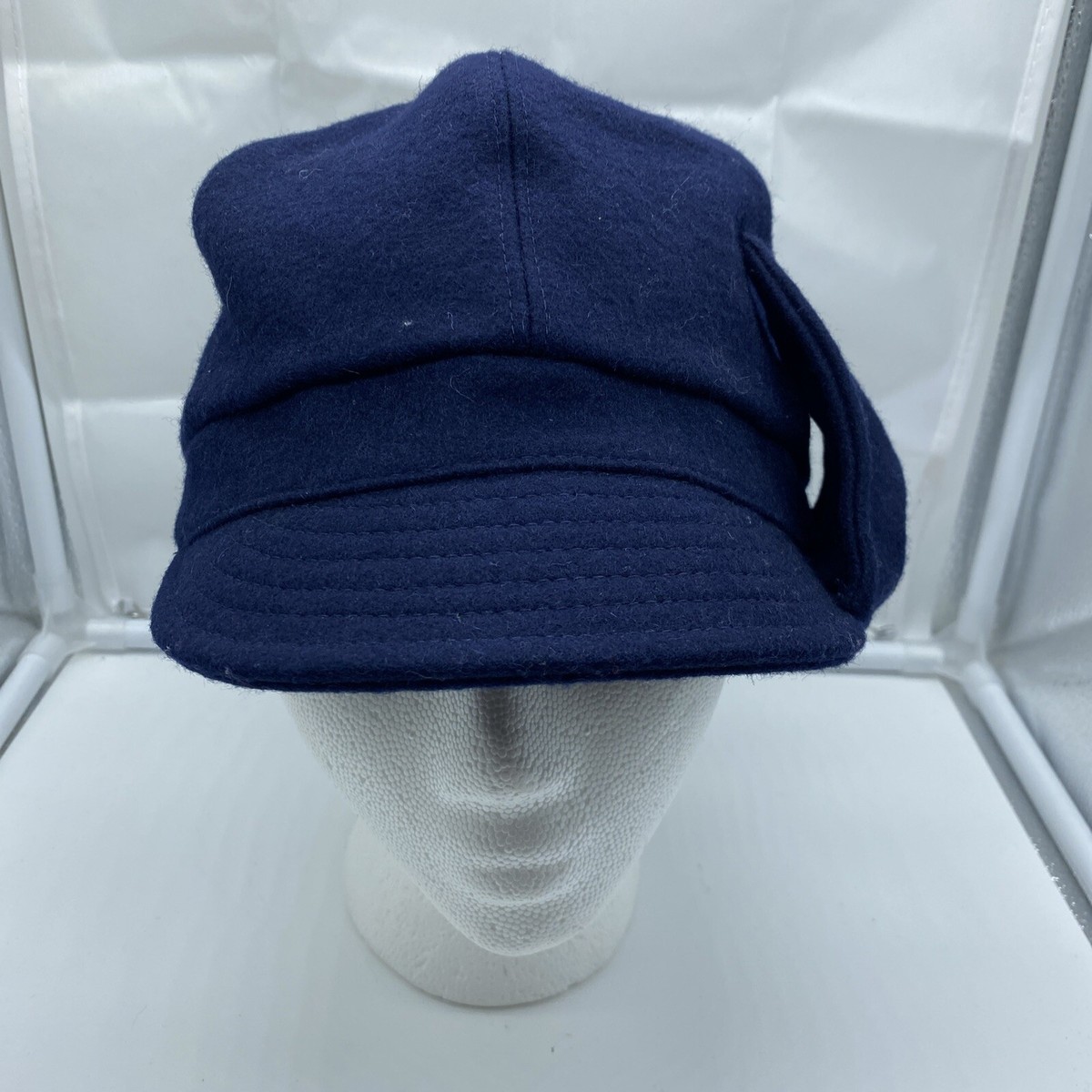 August Women's Navy Blue Newsboy Taxi Driver Hat w/ Bow Wool Blend