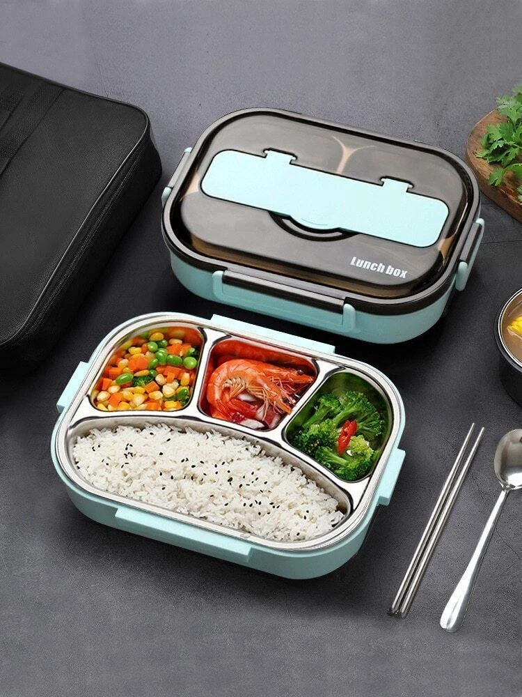 4 Grids Stainless Steel Lunch Box Thermo Bento Box Food Container